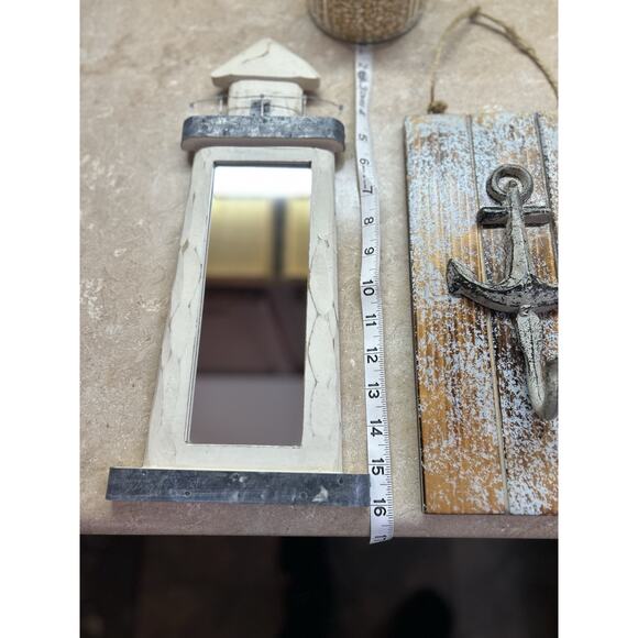 Nautical Bathroom Decor Lighthouse Mirror Anchor Hook Beach House Shore Home - Picture 10 of 13
